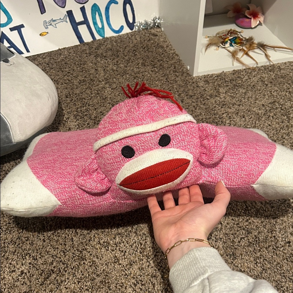 Pennington Sock Monkey Pillow Pink 16" inch